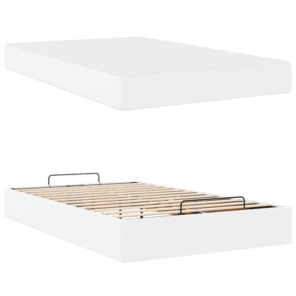 Bedframe met matras met matras Zuiverwit 120 x 190 cm Kunstleer