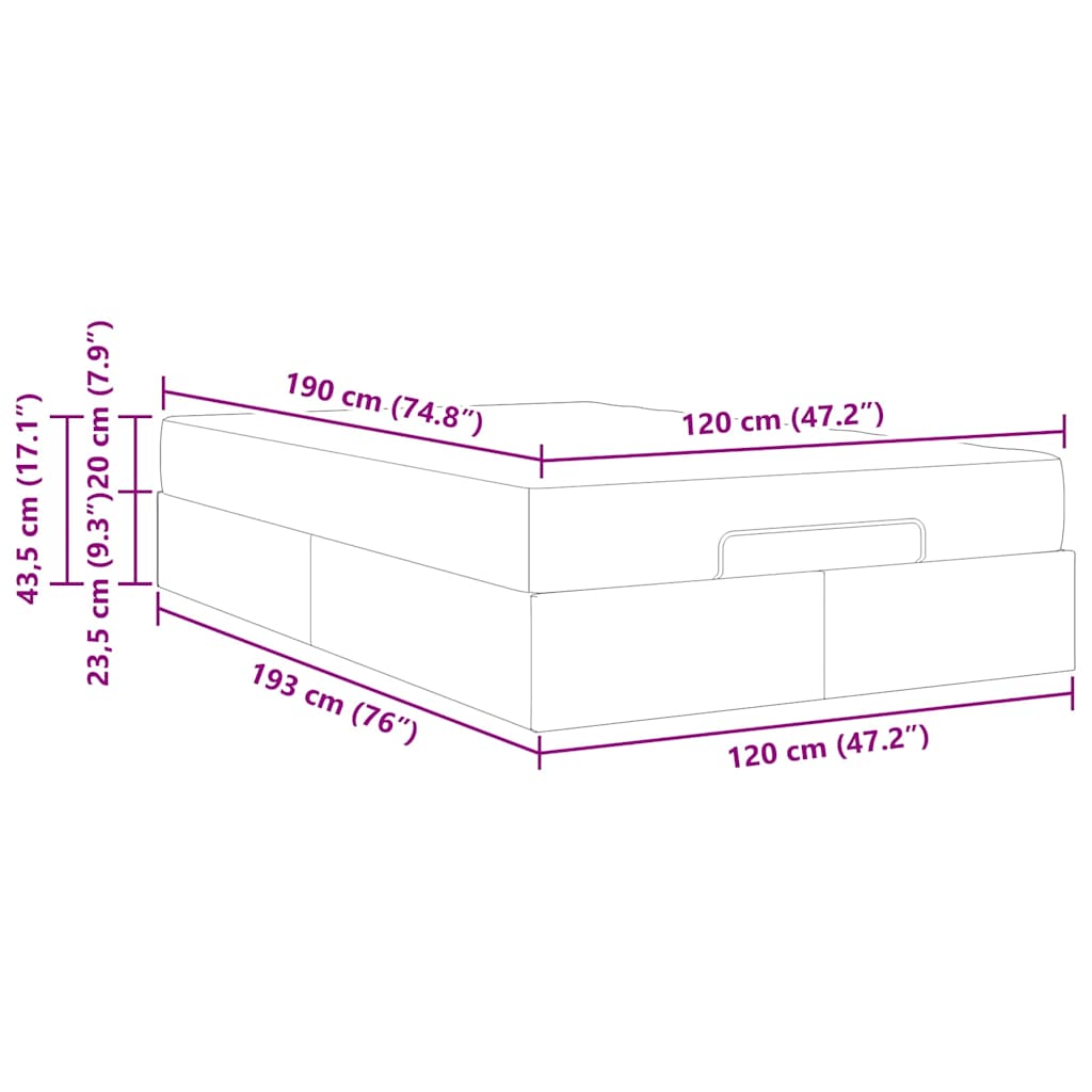 Bedframe met matras met matras Zuiverwit 120 x 190 cm Kunstleer