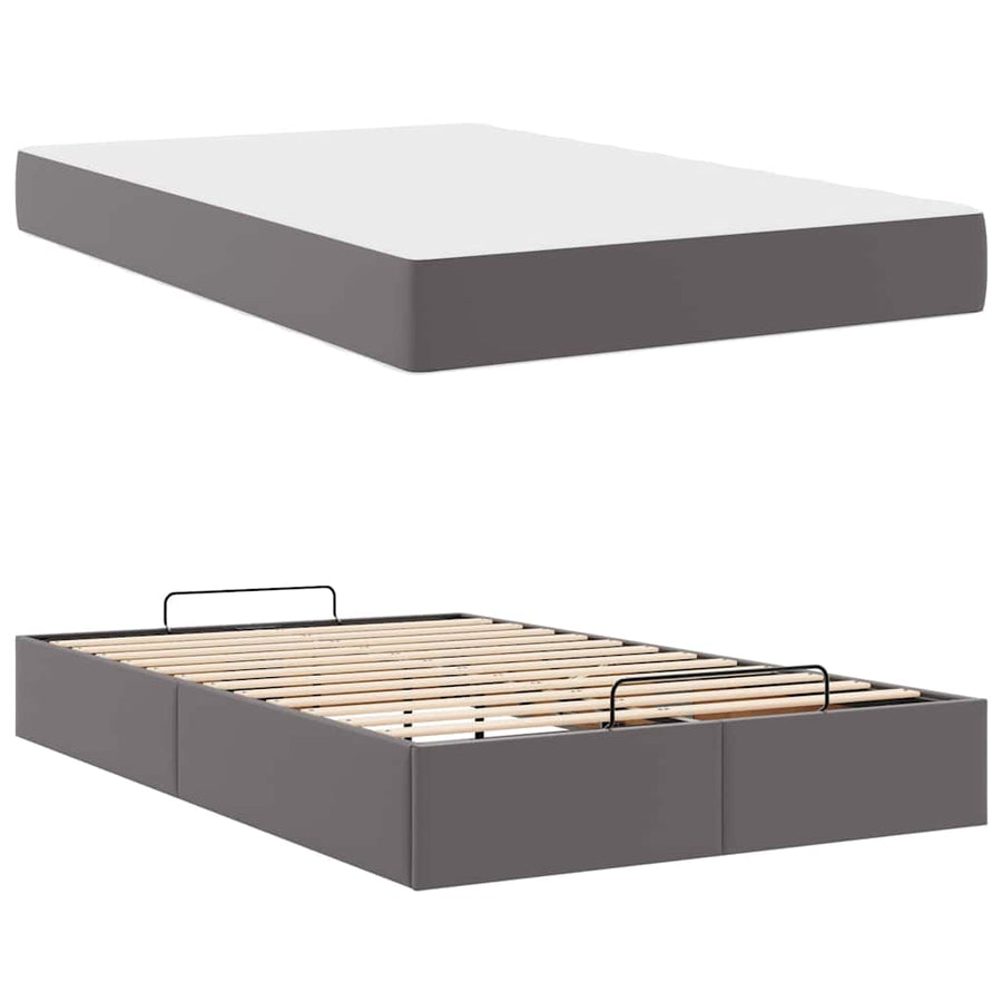 Bedframe met matras Grijs 120 x 190 cm Kunstleer