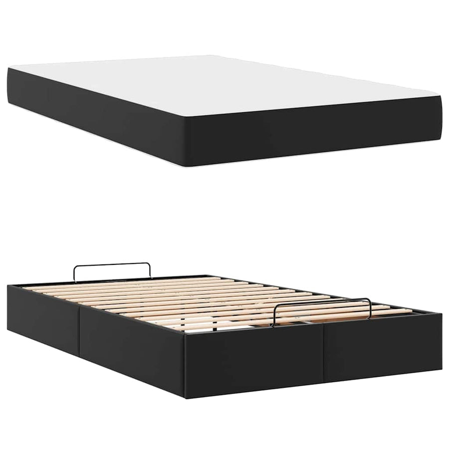 Bedframe met matras Anders Zwart 120 x 200 cm Kunstleer