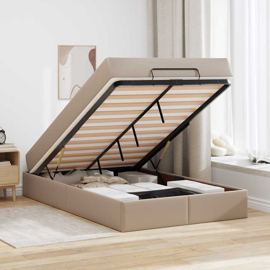 Bedframe met matras Cappuccino 120 x 200 cm Kunstleer