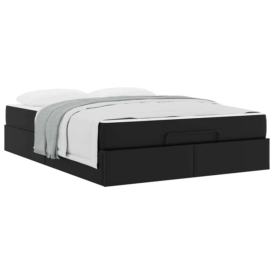 Bedframe met matras Anders Zwart 140 x 190 cm Kunstleer