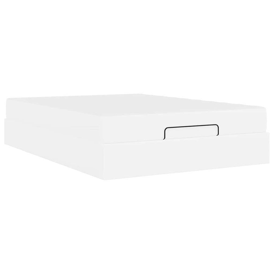 Bedframe met matras met matras Zuiverwit 140 x 190 cm Kunstleer