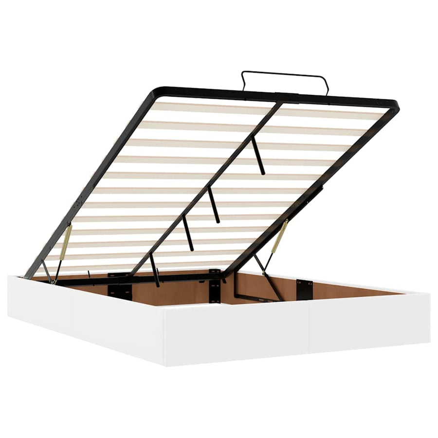 Bedframe met matras met matras Zuiverwit 140 x 190 cm Kunstleer