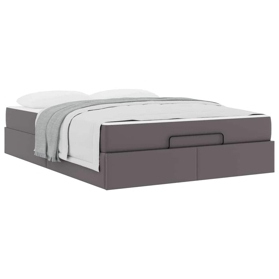 Bedframe met matras Anders Grijs 140 x 190 cm Kunstleer