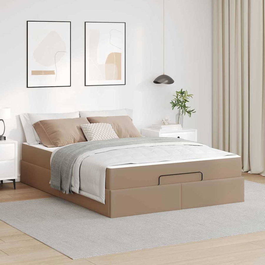 Bedframe met matras Cappuccino 140 x 190 cm Kunstleer
