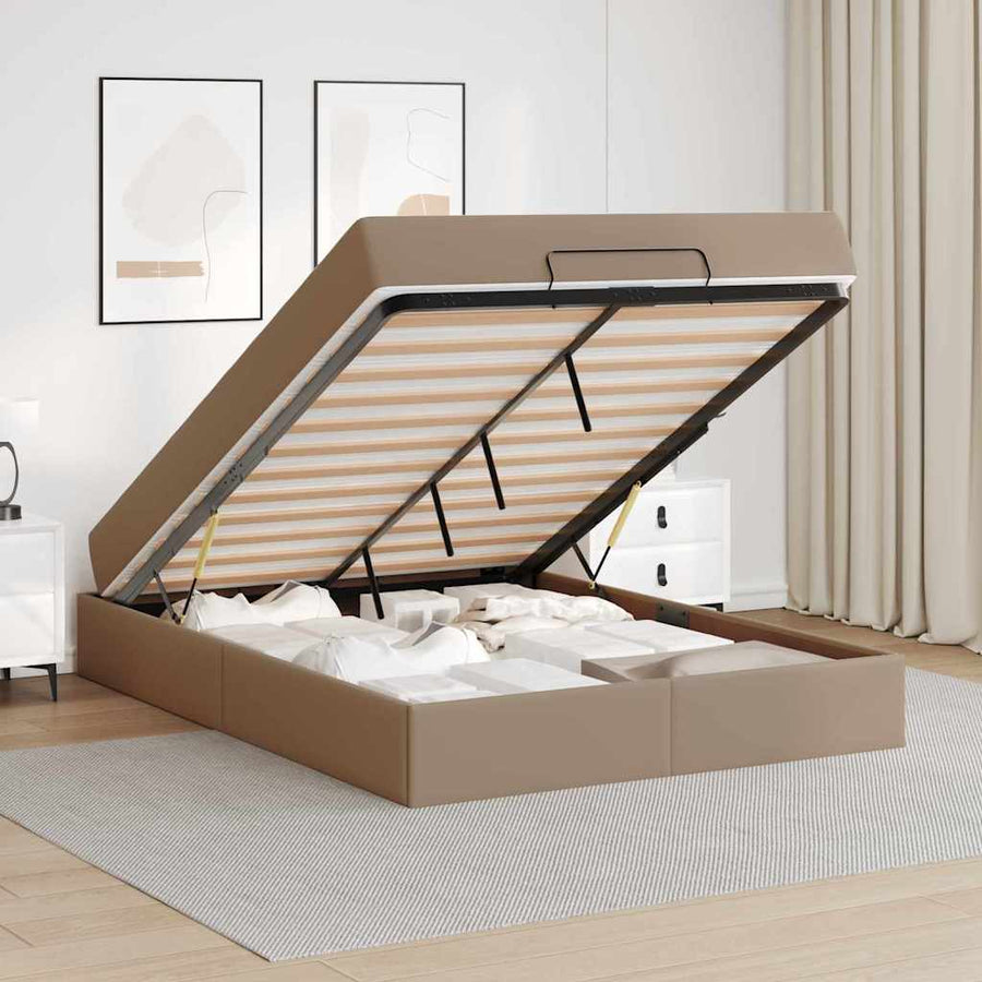 Bedframe met matras Cappuccino 140 x 190 cm Kunstleer