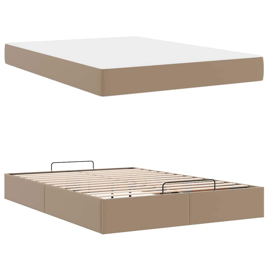 Bedframe met matras Cappuccino 140 x 190 cm Kunstleer