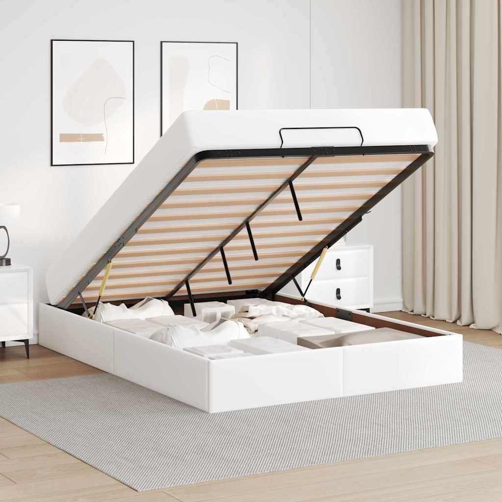 Bedframe met matras Anders Zuiverwit 140 x 200 cm Kunstleer