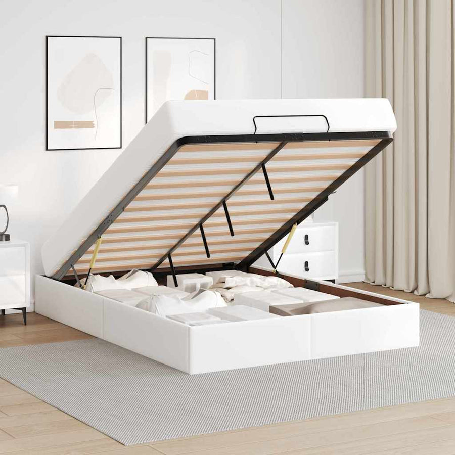 Bedframe met matras Anders Zuiverwit 140 x 200 cm Kunstleer