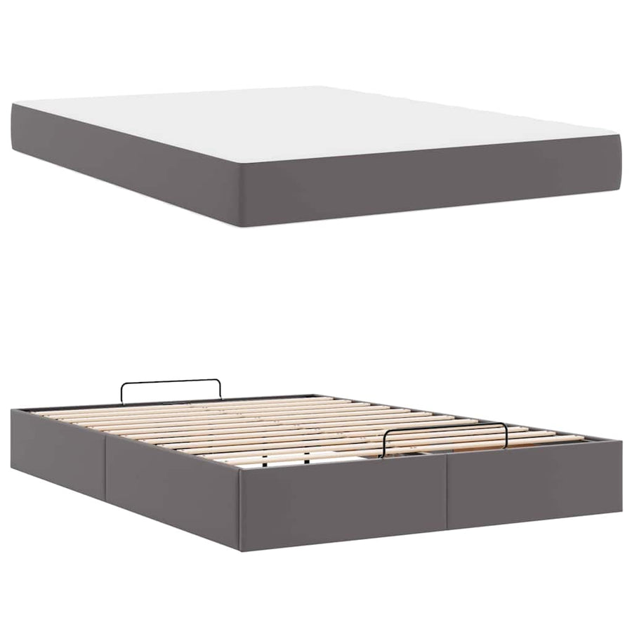 Bedframe met matras Anders Grijs 140 x 200 cm Kunstleer