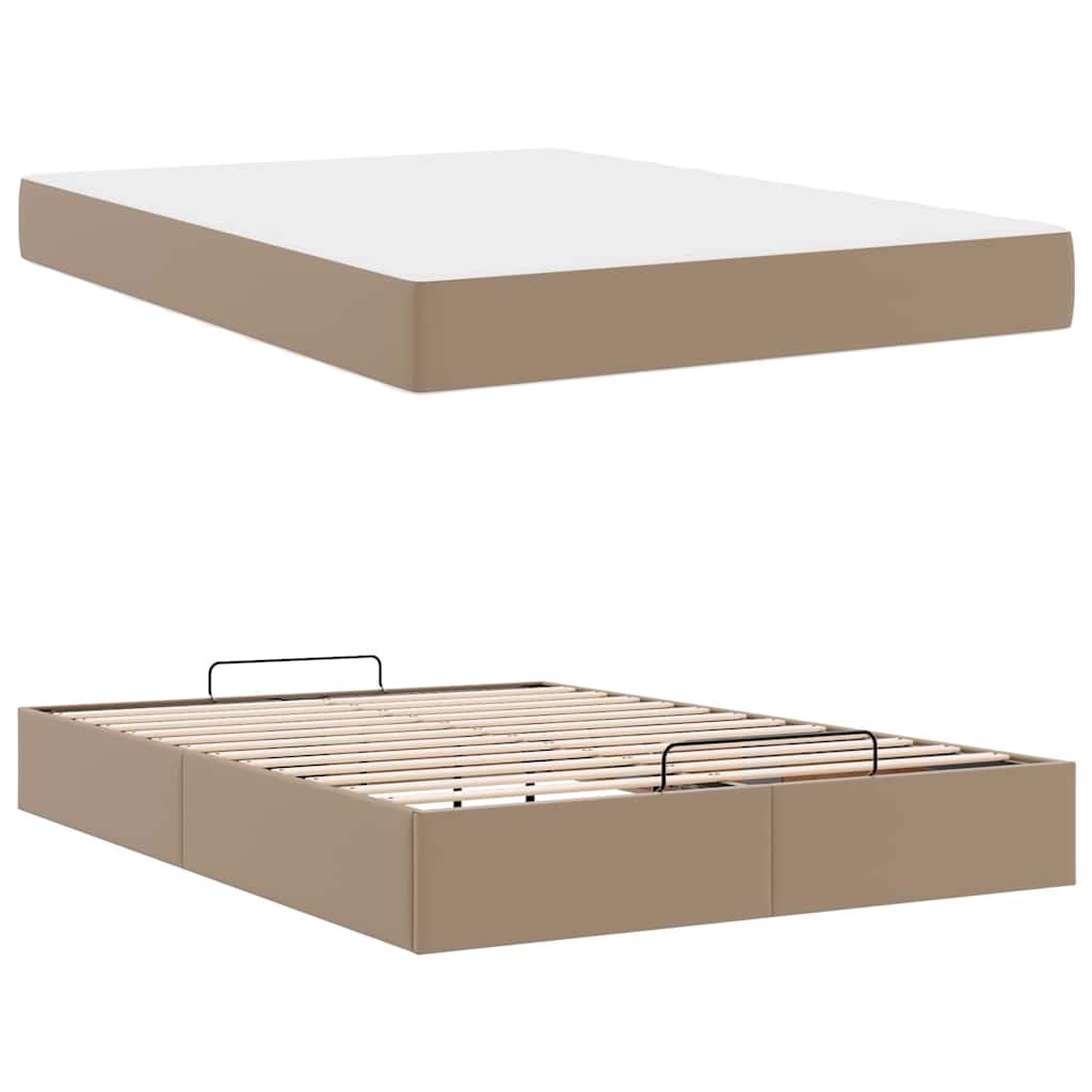 Bedframe met matras Cappuccino 140 x 200 cm Kunstleer