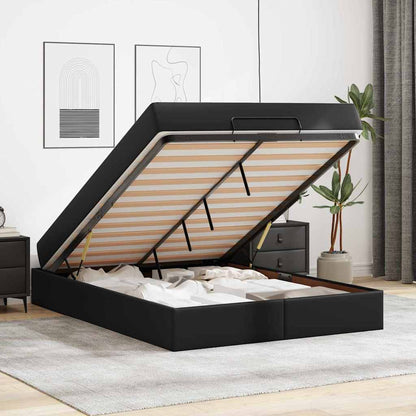 Bedframe met matras Anders Zwart 160 x 200 cm Kunstleer