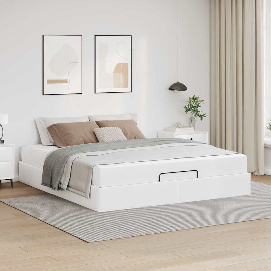 Bedframe met matras Anders Zuiverwit 160 x 200 cm Kunstleer