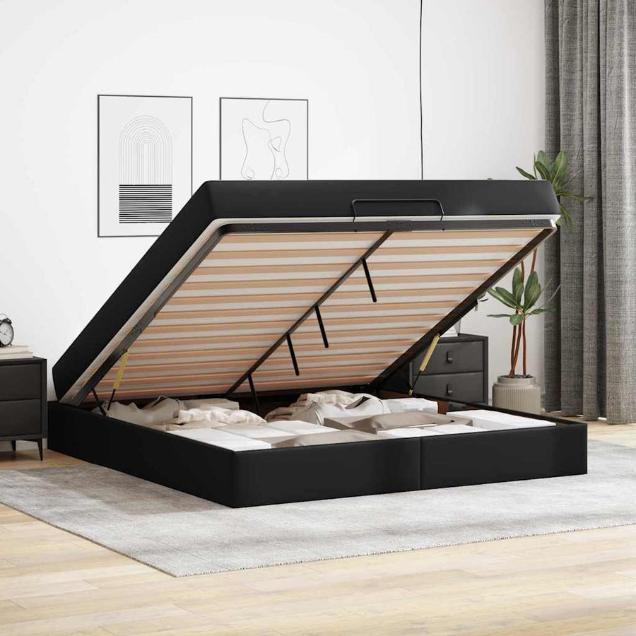 Bedframe met matras Anders Zwart 180 x 200 cm Kunstleer