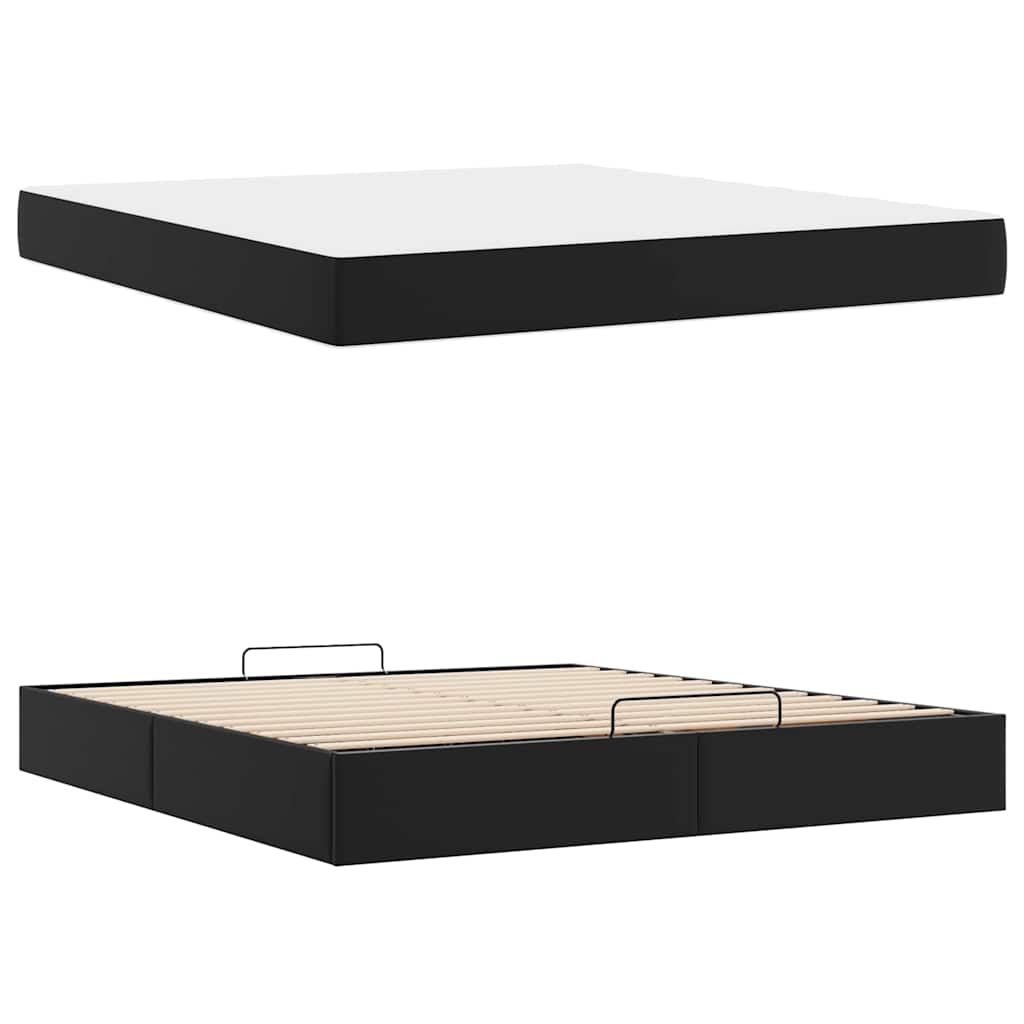 Bedframe met matras Anders Zwart 180 x 200 cm Kunstleer