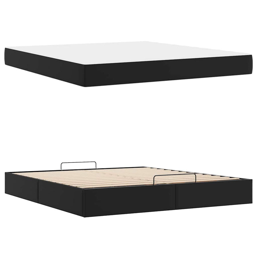 Bedframe met matras Anders Zwart 180 x 200 cm Kunstleer