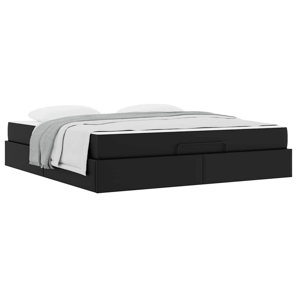 Bedframe met matras Anders Zwart 180 x 200 cm Kunstleer