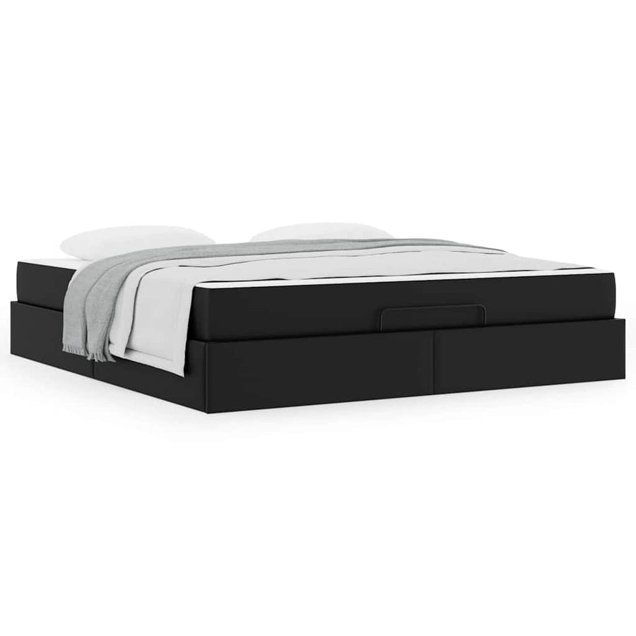 Bedframe met matras Anders Zwart 180 x 200 cm Kunstleer
