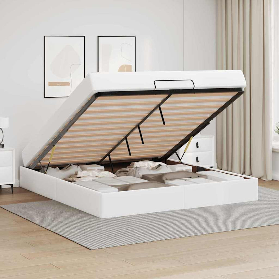 Bedframe met matras Anders Zuiverwit 180 x 200 cm Kunstleer