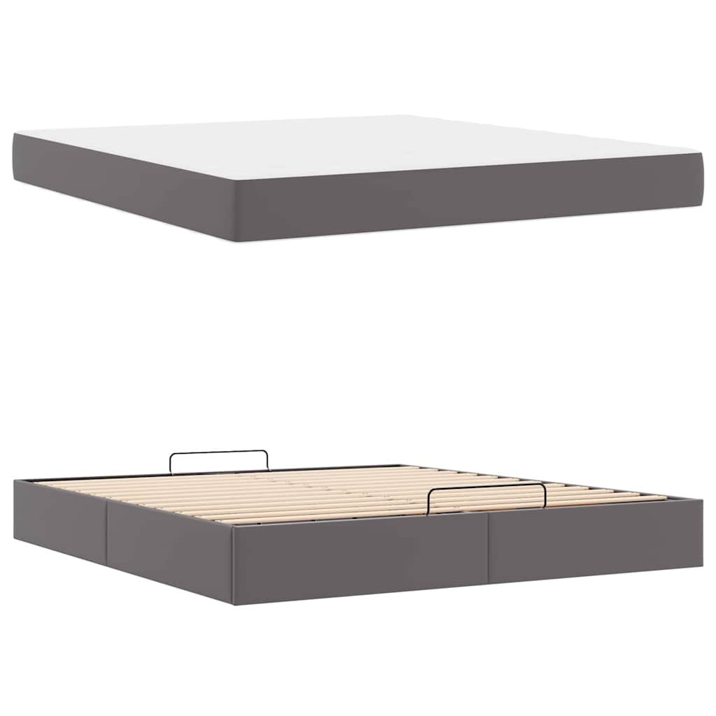 Bedframe met matras Anders Grijs 180 x 200 cm Kunstleer