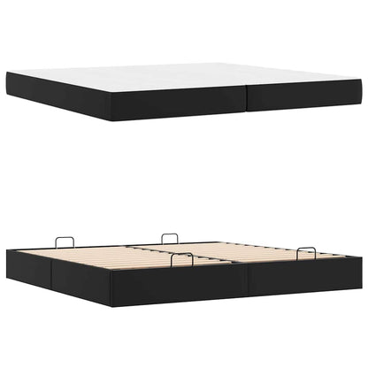 Bedframe met matras Anders Zwart 200 x 200 cm Kunstleer