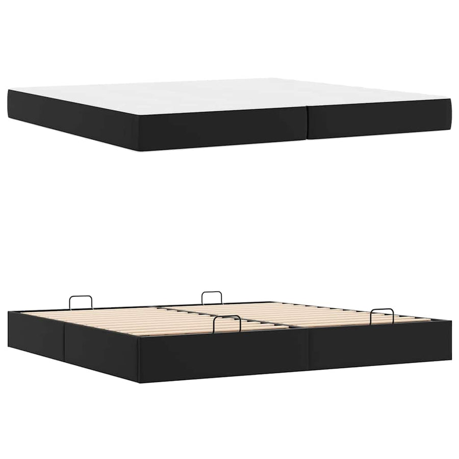 Bedframe met matras Anders Zwart 200 x 200 cm Kunstleer
