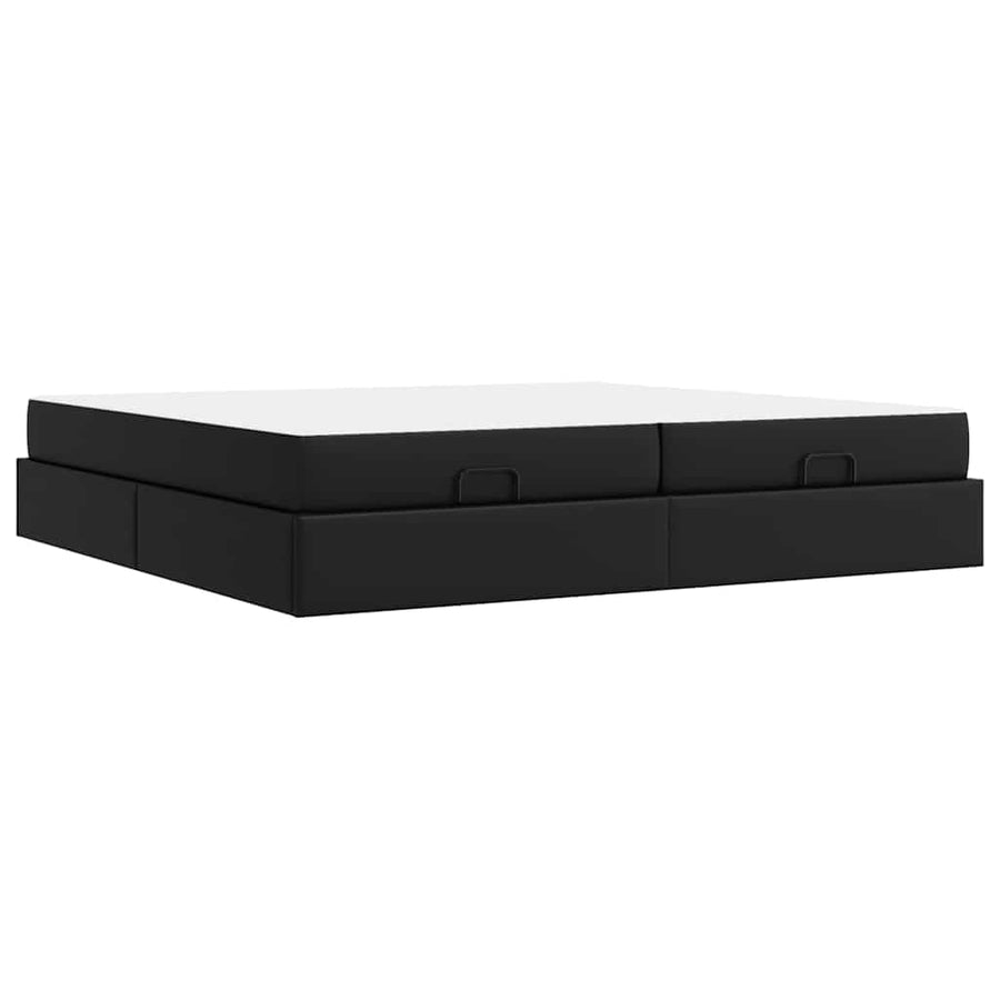 Bedframe met matras Anders Zwart 200 x 200 cm Kunstleer