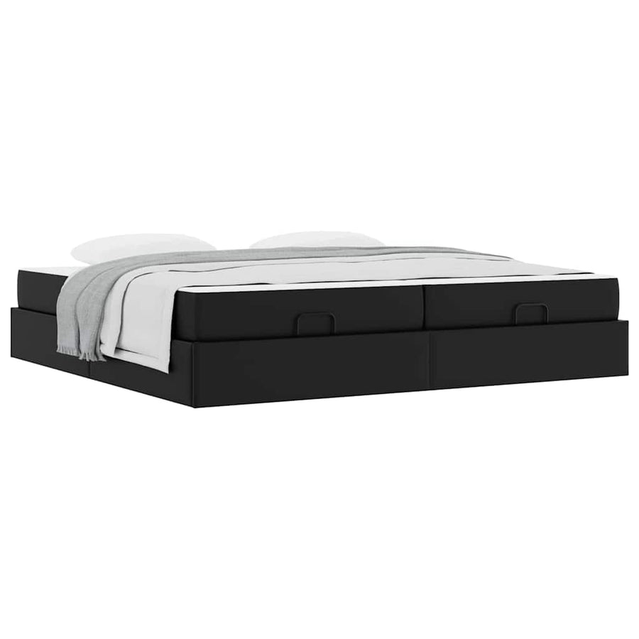 Bedframe met matras Anders Zwart 200 x 200 cm Kunstleer