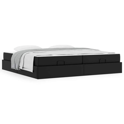 Bedframe met matras Anders Zwart 200 x 200 cm Kunstleer