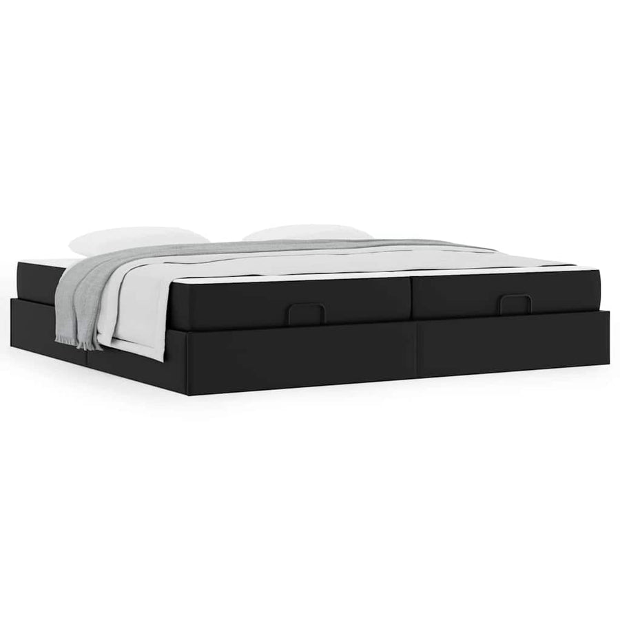 Bedframe met matras Anders Zwart 200 x 200 cm Kunstleer
