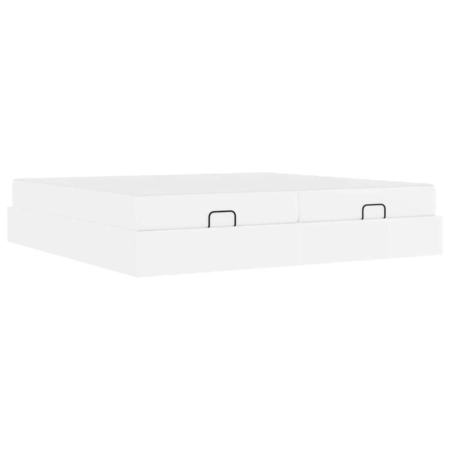 Bedframe met matras Zuiverwit 200 x 200 cm Kunstleer