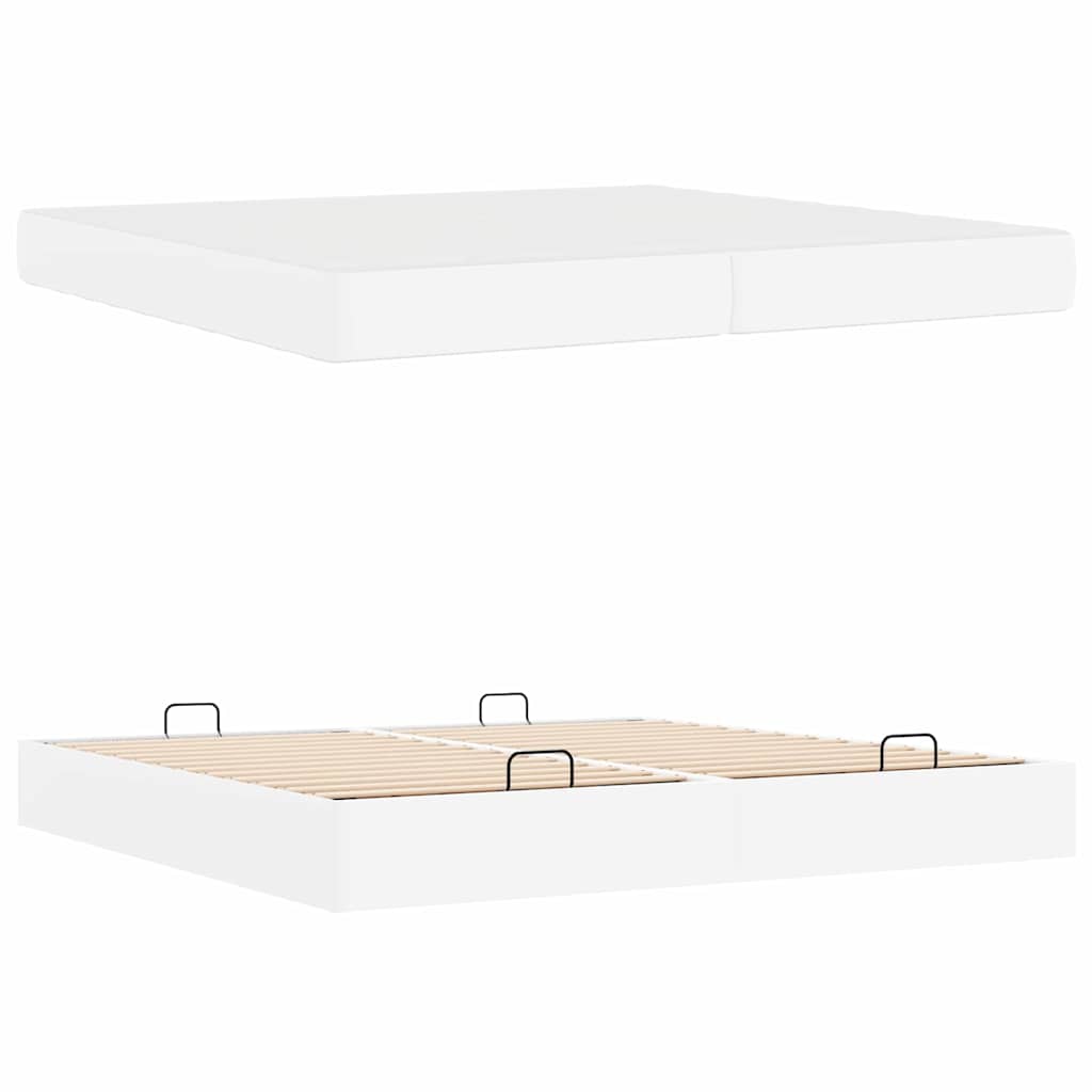 Bedframe met matras Zuiverwit 200 x 200 cm Kunstleer