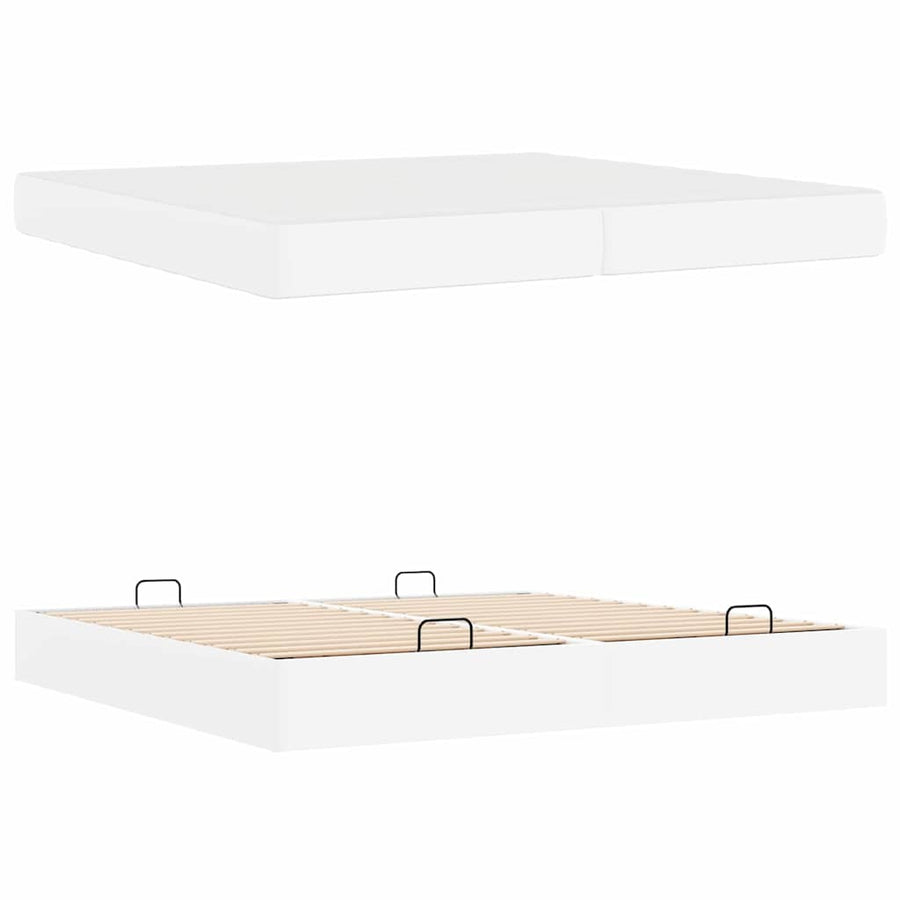 Bedframe met matras Zuiverwit 200 x 200 cm Kunstleer