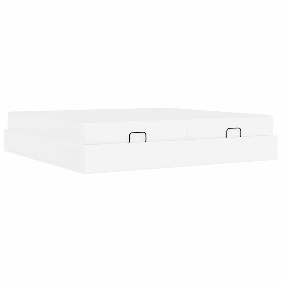 Bedframe met matras Zuiverwit 200 x 200 cm Kunstleer