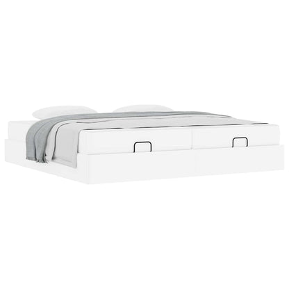 Bedframe met matras Zuiverwit 200 x 200 cm Kunstleer