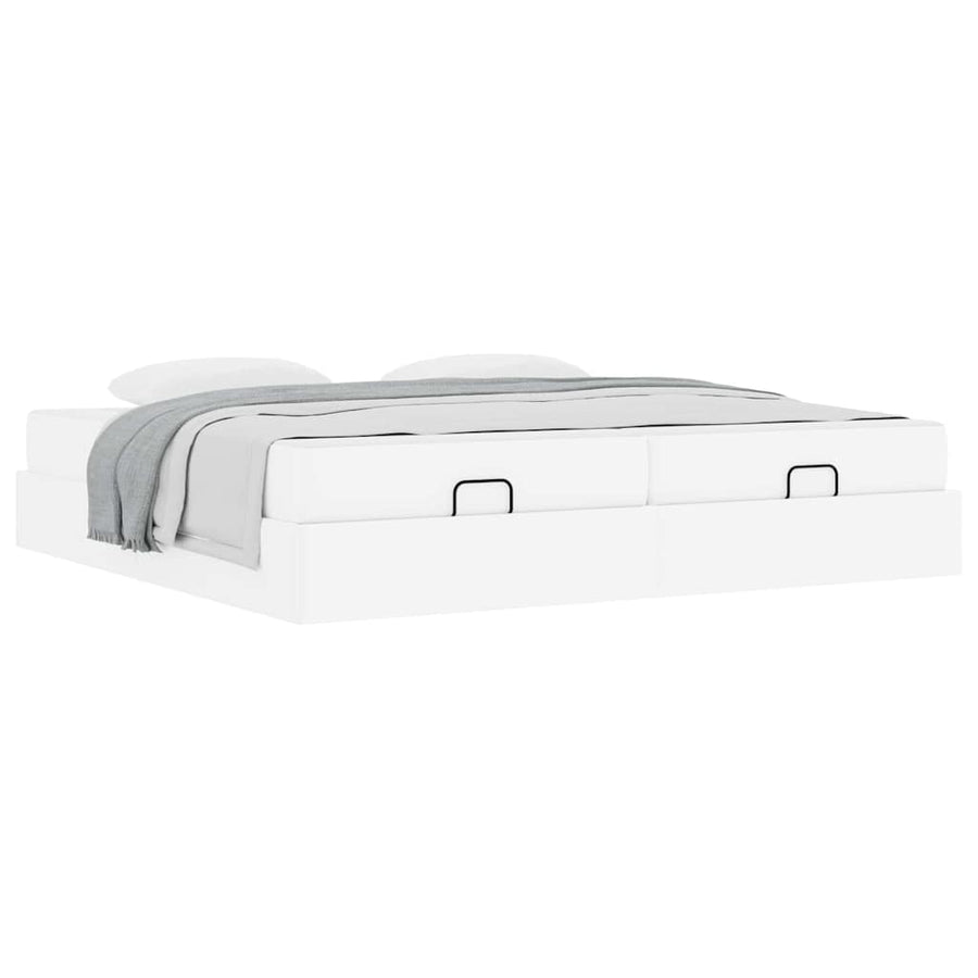 Bedframe met matras Zuiverwit 200 x 200 cm Kunstleer