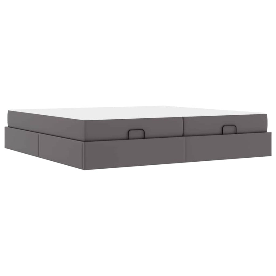 Bedframe met matras met matras Grijs 200 x 200 cm Kunstleer