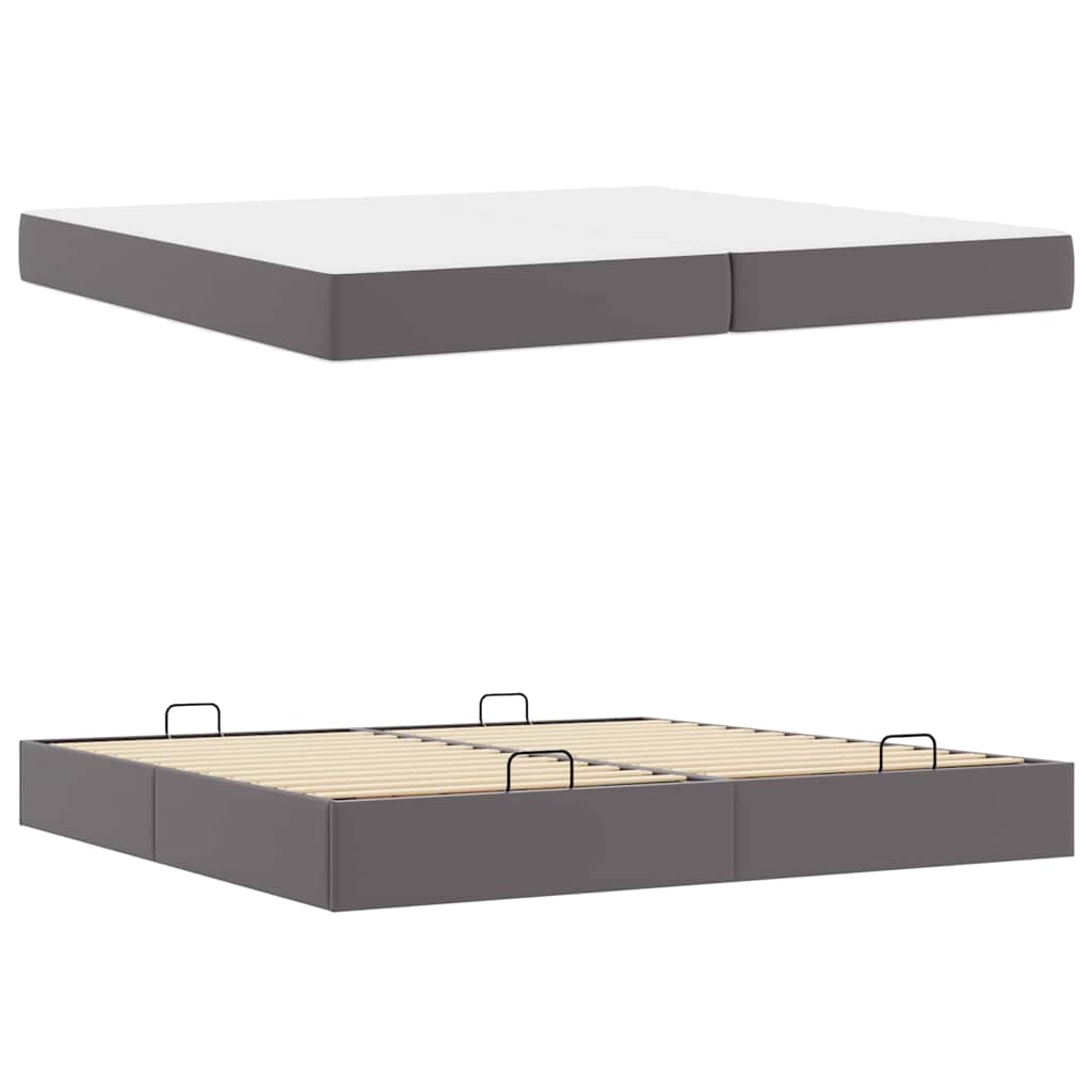 Bedframe met matras met matras Grijs 200 x 200 cm Kunstleer