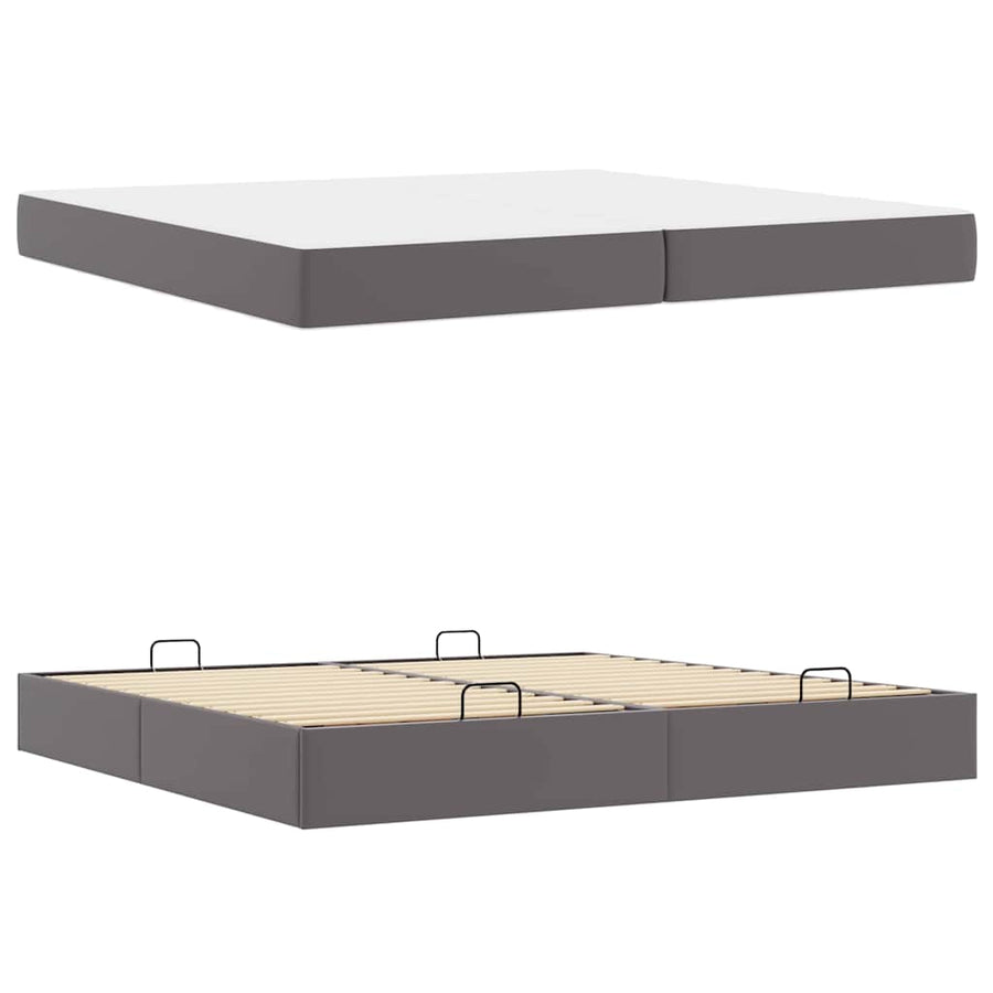 Bedframe met matras met matras Grijs 200 x 200 cm Kunstleer