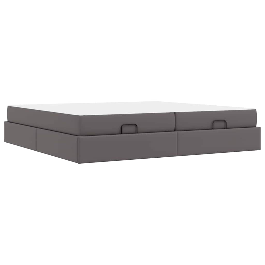 Bedframe met matras met matras Grijs 200 x 200 cm Kunstleer