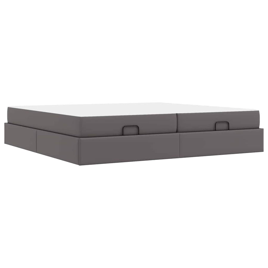 Bedframe met matras met matras Grijs 200 x 200 cm Kunstleer