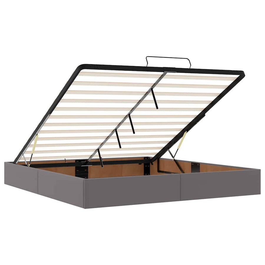 Bedframe met matras met matras Grijs 200 x 200 cm Kunstleer