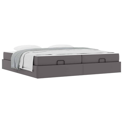 Bedframe met matras met matras Grijs 200 x 200 cm Kunstleer