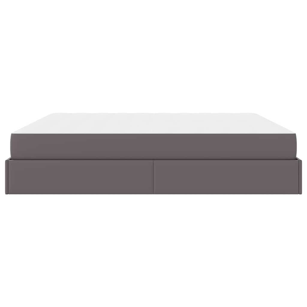 Bedframe met matras met matras Grijs 200 x 200 cm Kunstleer
