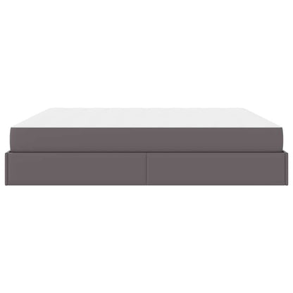 Bedframe met matras met matras Grijs 200 x 200 cm Kunstleer