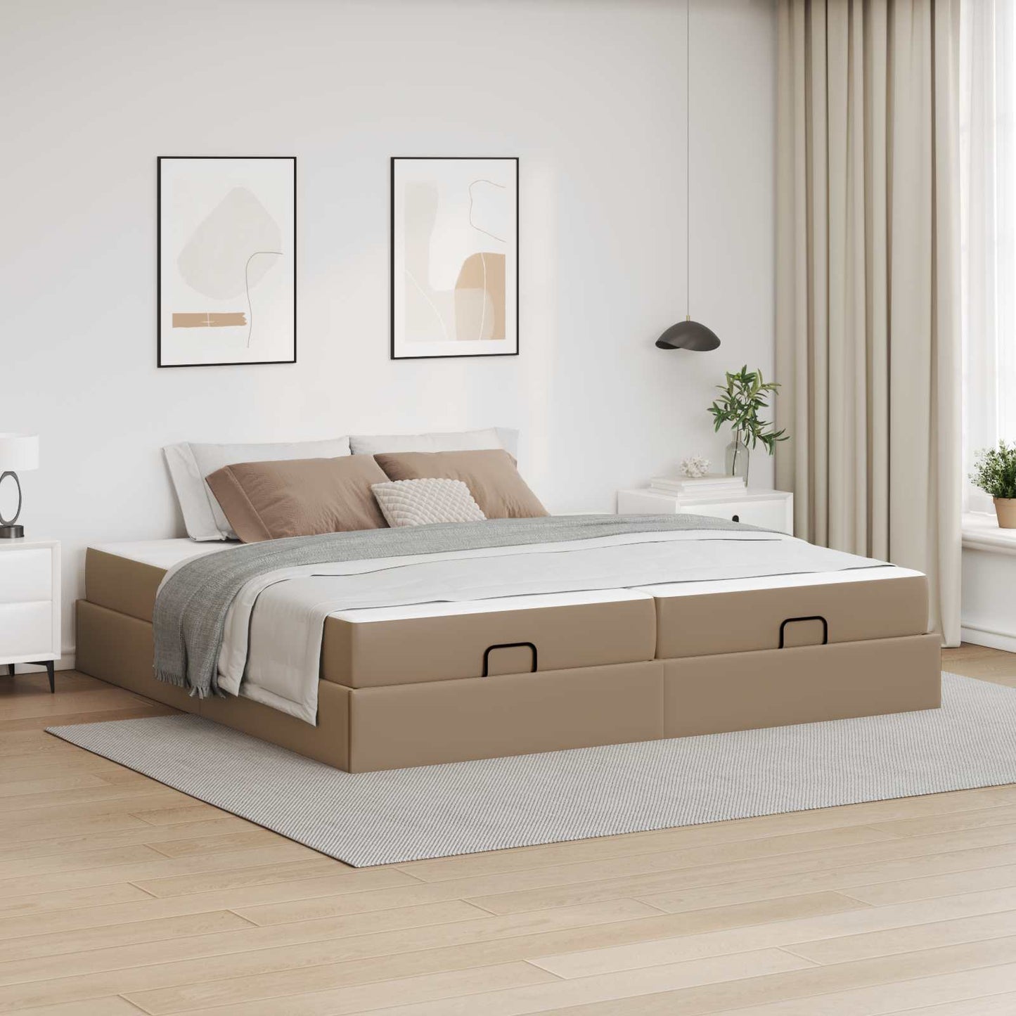 Bedframe met matras met matras 2 pcs Tan PVC