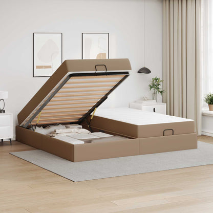 Bedframe met matras met matras 2 pcs Tan PVC