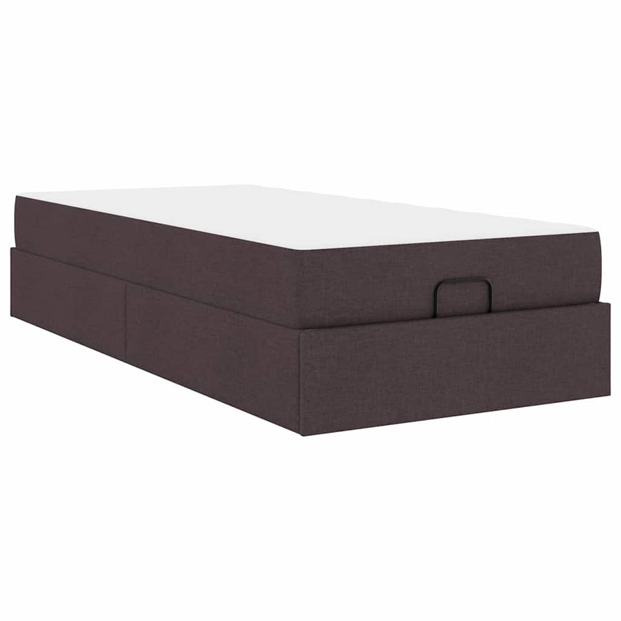 Bedframe met matras Donkerbruin 80 x 200 cm Stof