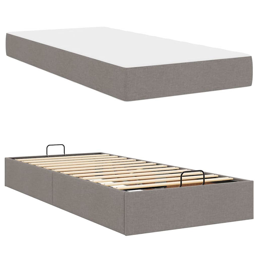Bedframe met matras Taupe 80 x 200 cm Stof